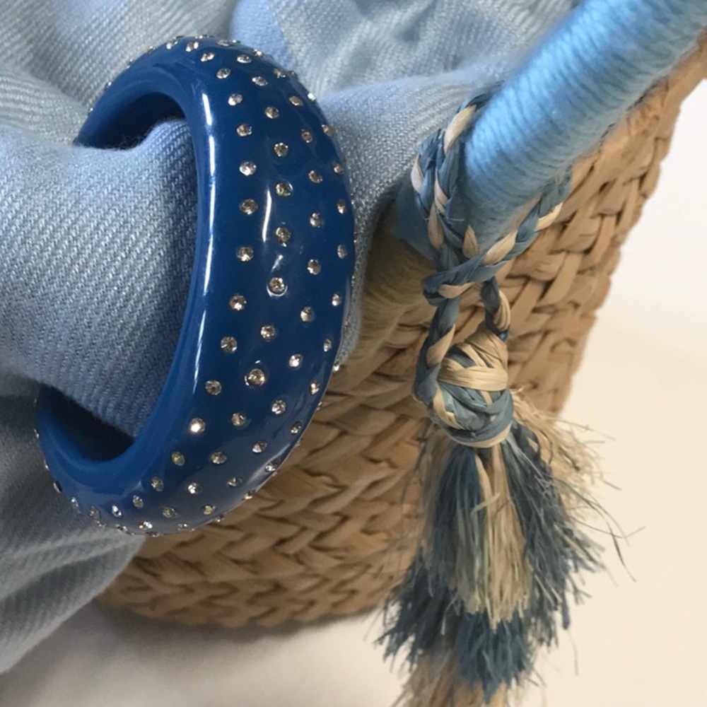 J. Crew chunky teal bracelet speckled with pave crystals